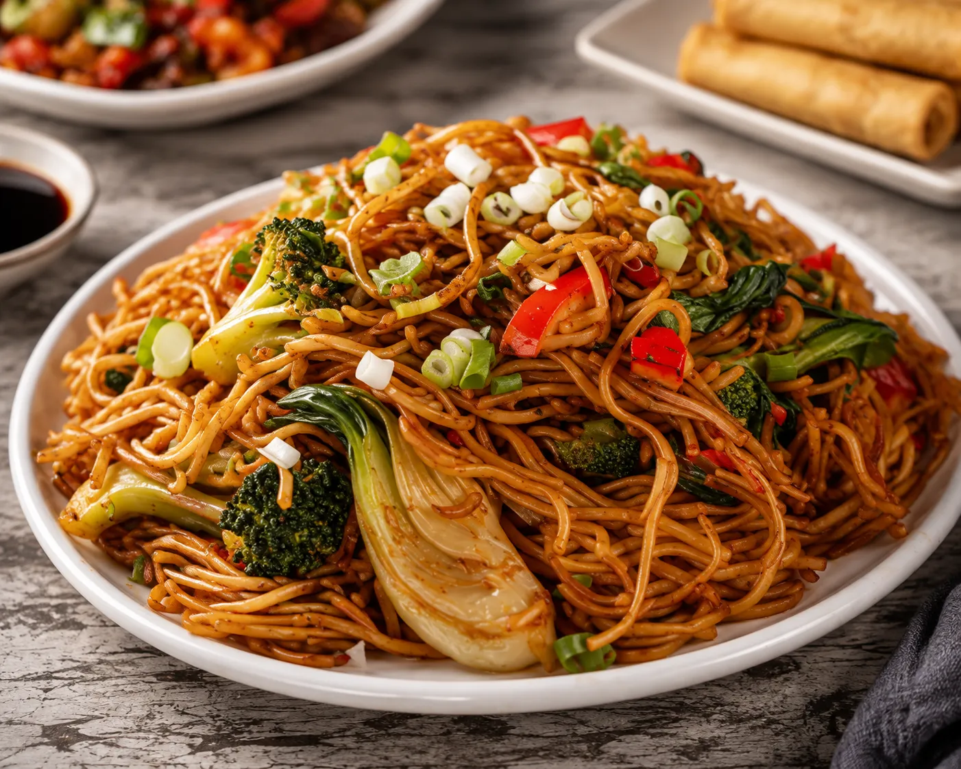 Chicken chow mein ready for takeout at Hi-Ball Restaurant in Winnipeg, MB