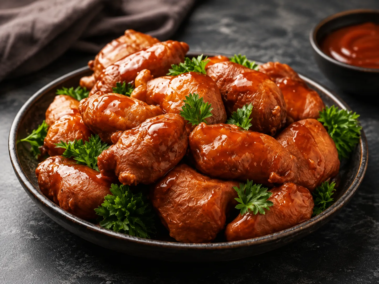 Honey garlic chicken balls ordered for takeout from Hi-Ball Restaurant on Academy Road, Winnipeg
